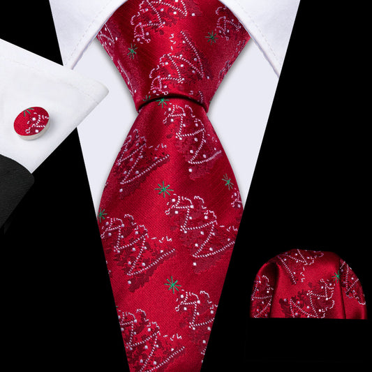 Christmas Trees Tie Set with Pocket Square & Cufflinks tie sets Default Title - Sophisticated Gentlemen