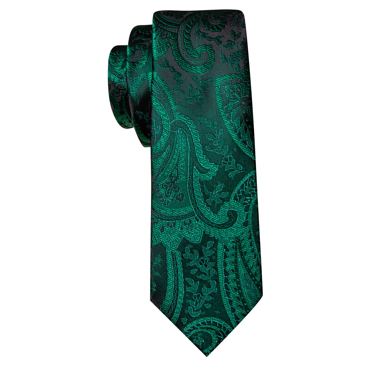 Green Paisley Jacquard Silk Tie, Pocket Square and Cufflinks Set tie sets    - Sophisticated Gentlemen