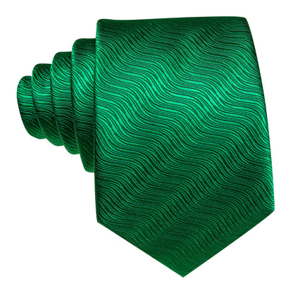 Dark Green Solid Silk Tie, Pocket Square and Cufflinks Set tie sets    - Sophisticated Gentlemen