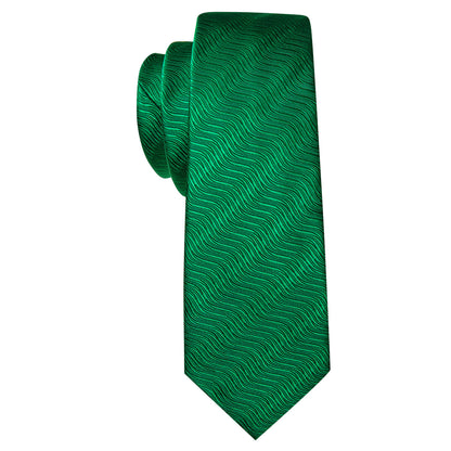 Dark Green Solid Silk Tie, Pocket Square and Cufflinks Set tie sets    - Sophisticated Gentlemen