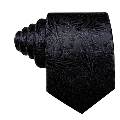 Black to Match Wedding Guest Dresses Floral Tie, Pocket Square and Cufflinks Set tie sets    - Sophisticated Gentlemen