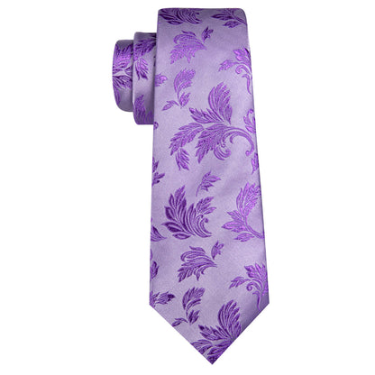 Purple Floral Silk Tie, Pocket Square and Cufflinks Set tie sets    - Sophisticated Gentlemen