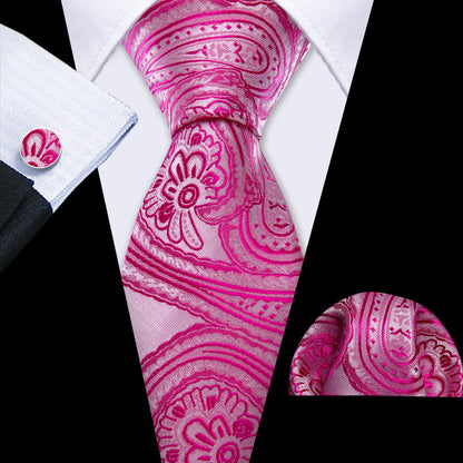 Orchid Pink Floral Tie, Pocket Square and Cufflinks Set tie sets    - Sophisticated Gentlemen