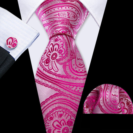 Orchid Pink Floral Tie, Pocket Square and Cufflinks Set tie sets    - Sophisticated Gentlemen