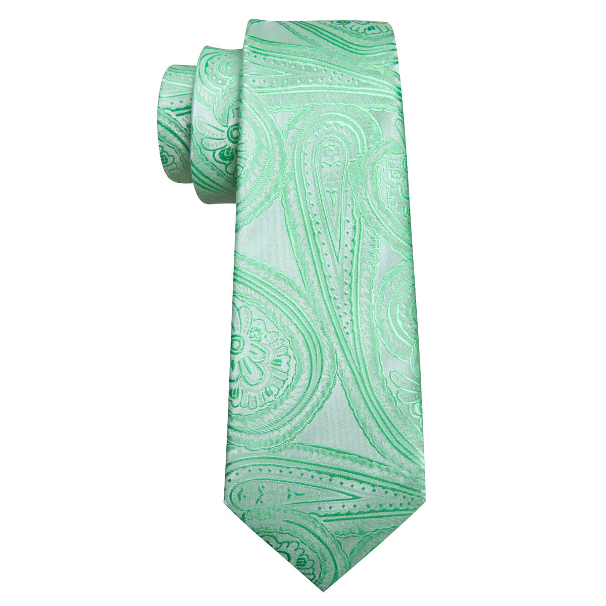 Light Green Paisley Silk Tie, Pocket Square and Cufflinks Set tie sets    - Sophisticated Gentlemen