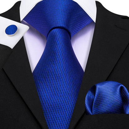 Cobalt Blue Solid Silk Tie, Pocket Square and Cufflinks Set tie sets    - Sophisticated Gentlemen