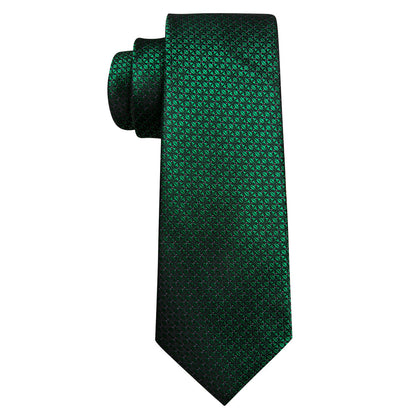 Green Novelty Plaid Silk Tie, Pocket Square and Cufflinks Set tie sets    - Sophisticated Gentlemen