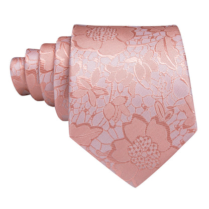 Baby Pink Floral Silk Tie, Pocket Square and Cufflinks Set tie sets    - Sophisticated Gentlemen