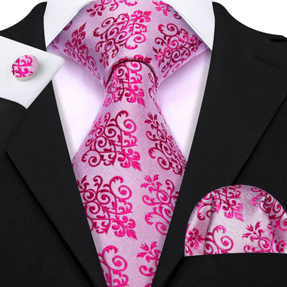 Pink Violet Silk Tie, Pocket Square and Cufflinks Set tie sets    - Sophisticated Gentlemen