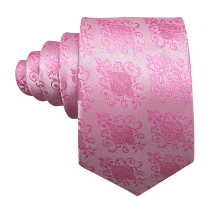 Pink Fashion Floral Silk Tie, Pocket Square and Cufflinks Set tie sets    - Sophisticated Gentlemen