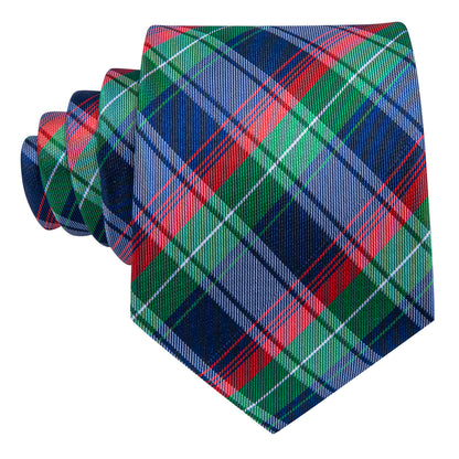 Blue Red Green Classy Plaid Tie, Pocket Square and Cufflinks Set tie sets    - Sophisticated Gentlemen