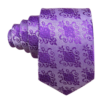 Purple Novetly Silk Dress Tie, Pocket Square and Cufflinks Set tie sets    - Sophisticated Gentlemen