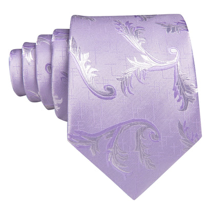 Light Purple Silk Floral Tie, Pocket Square and Cufflinks Set tie sets    - Sophisticated Gentlemen