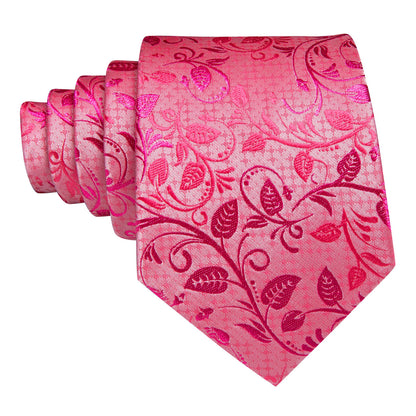 Pink Red Lilac Floral Silk Tie, Pocket Square and Cufflinks Set tie sets    - Sophisticated Gentlemen