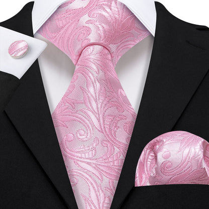 Pink Floral Silk Tie, Pocket Square and Cufflinks Set tie sets    - Sophisticated Gentlemen