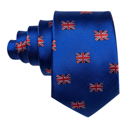 Cerulean Blue Floral Silk Tie, Pocket Square and Cufflinks Set tie sets    - Sophisticated Gentlemen