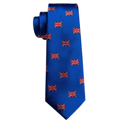 Cerulean Blue Floral Silk Tie, Pocket Square and Cufflinks Set tie sets    - Sophisticated Gentlemen