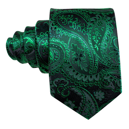 Green Paisley Tie, Pocket Square and Cufflinks Set tie sets    - Sophisticated Gentlemen