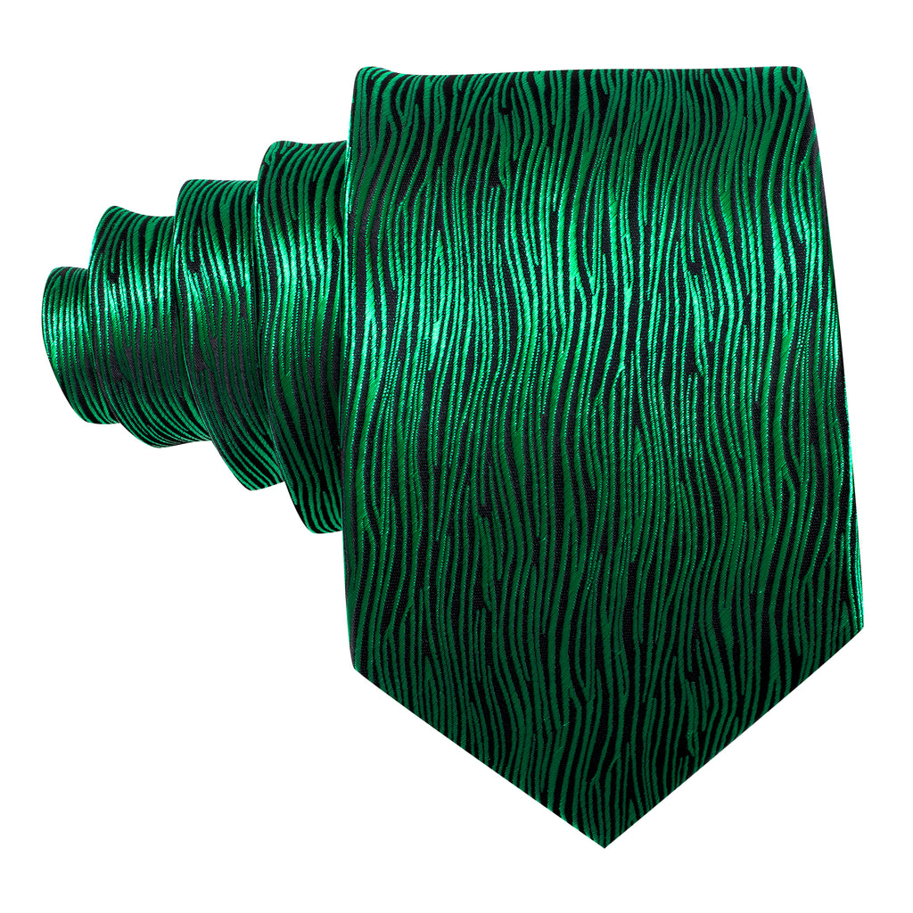 Green Novelty Striped Paisley Tie, Pocket Square and Cufflinks Set tie sets    - Sophisticated Gentlemen