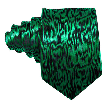 Green Novelty Striped Paisley Tie, Pocket Square and Cufflinks Set tie sets    - Sophisticated Gentlemen