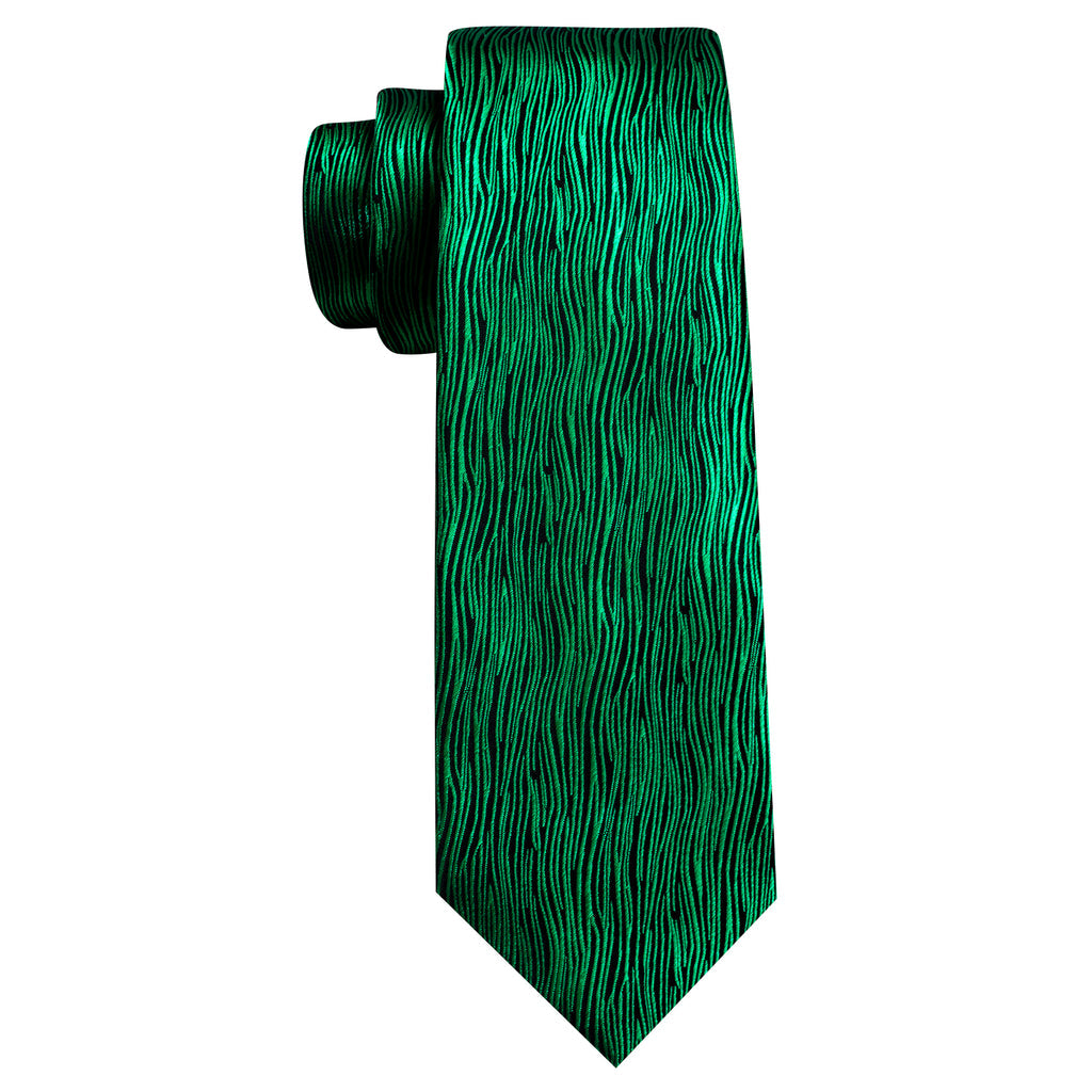 Green Novelty Striped Paisley Tie, Pocket Square and Cufflinks Set tie sets    - Sophisticated Gentlemen