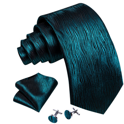Nile Blue Novelty Solid Silk Tie, Pocket Square and Cufflinks Set tie sets    - Sophisticated Gentlemen