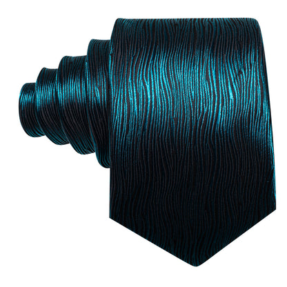 Nile Blue Novelty Solid Silk Tie, Pocket Square and Cufflinks Set tie sets    - Sophisticated Gentlemen