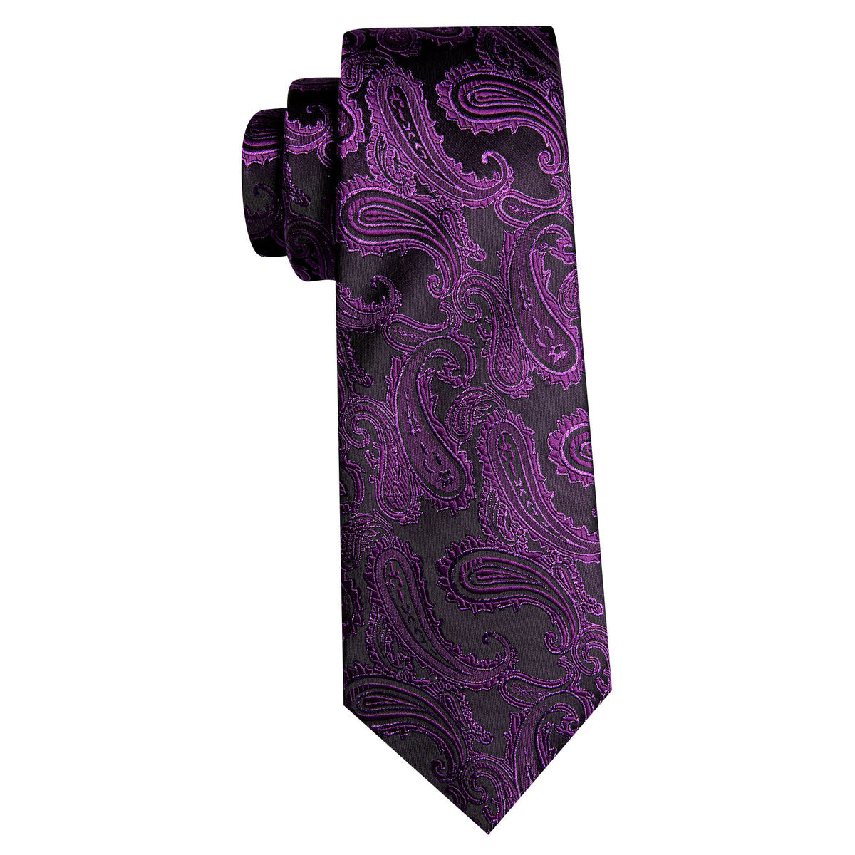 Violet Black Paisley Silk Tie, Pocket Square and Cufflinks Set tie sets    - Sophisticated Gentlemen