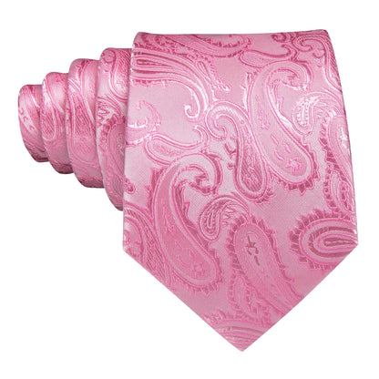 Pink Paisley Silk Wedding Tie, Pocket Square and Cufflinks Set tie sets    - Sophisticated Gentlemen
