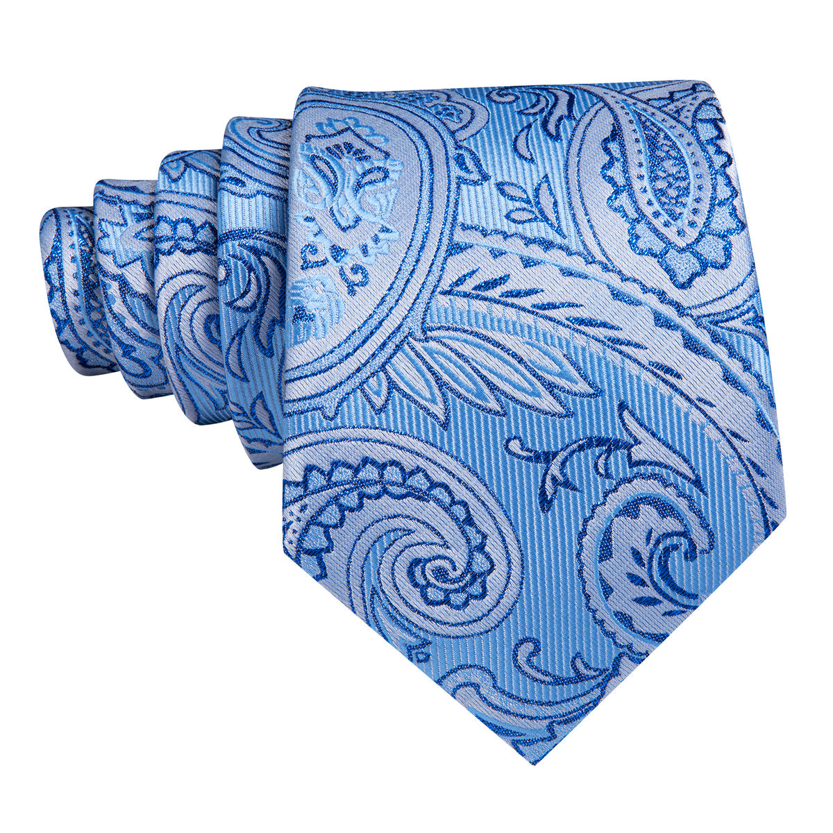 Light Blue Paisley Tie, Pocket Square and Cufflinks tie sets    - Sophisticated Gentlemen