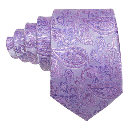 Light Purple Paisley Silk Tie, Pocket Square and Cufflinks Set tie sets    - Sophisticated Gentlemen