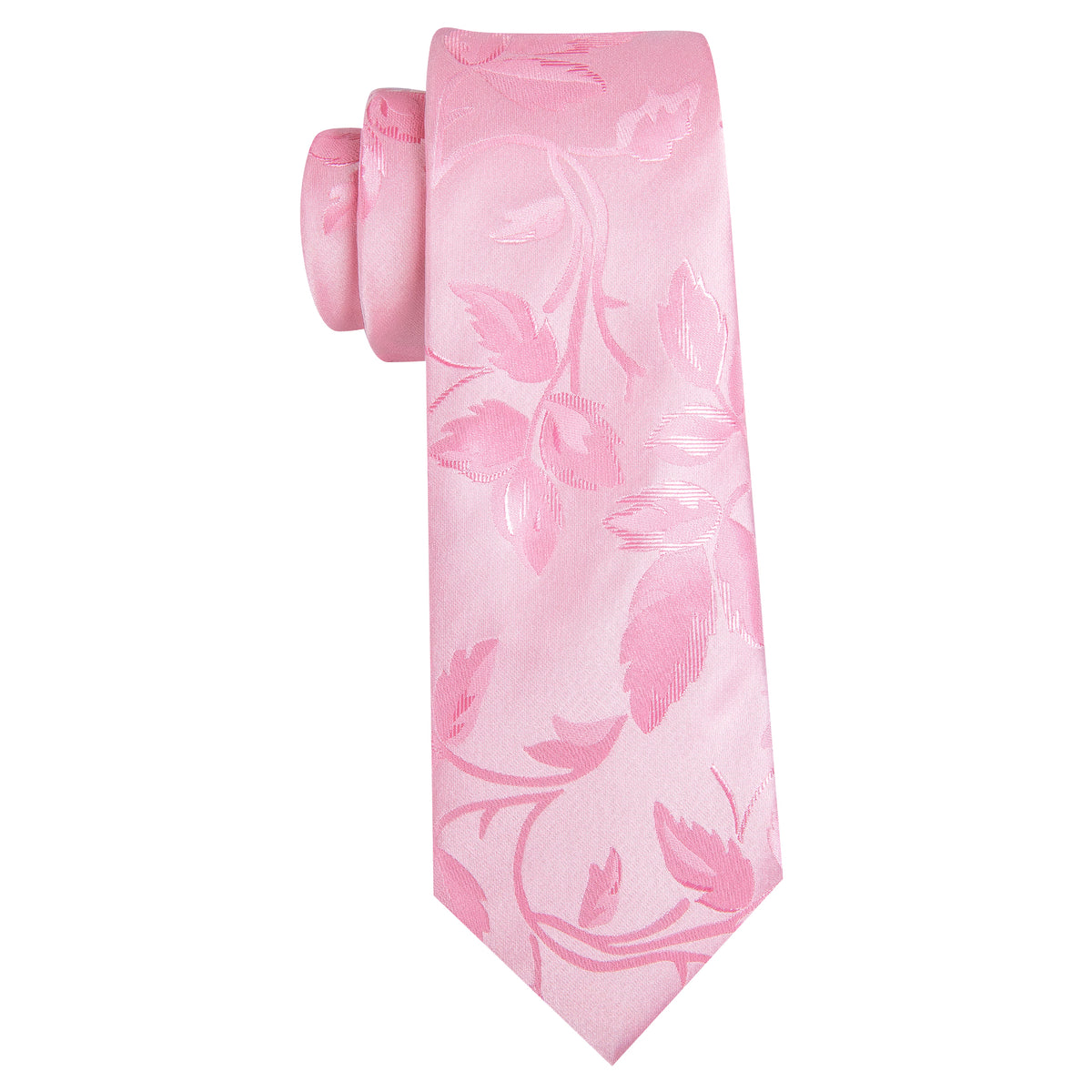 Pink Leaf Floral Silk Tie, Pocket Square and Cufflinks Set tie sets    - Sophisticated Gentlemen