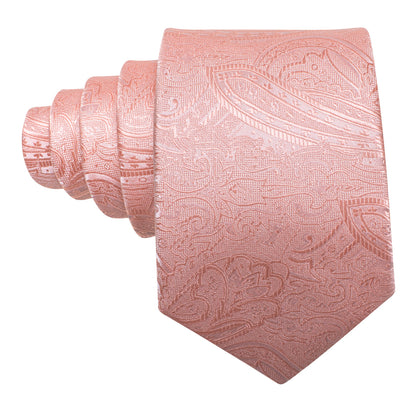 Light Red Paisley Silk Tie, Pocket Square and Cufflinks Set tie sets    - Sophisticated Gentlemen