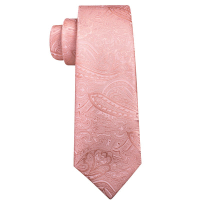 Light Red Paisley Silk Tie, Pocket Square and Cufflinks Set tie sets    - Sophisticated Gentlemen