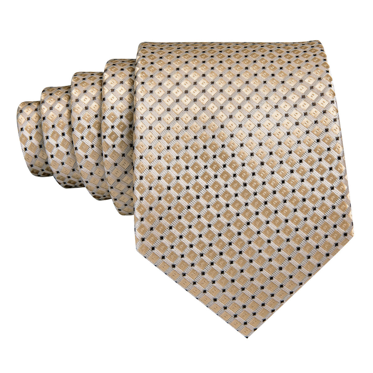 Brown Geometric Silk Tie, Pocket Square and Cufflinks tie sets    - Sophisticated Gentlemen