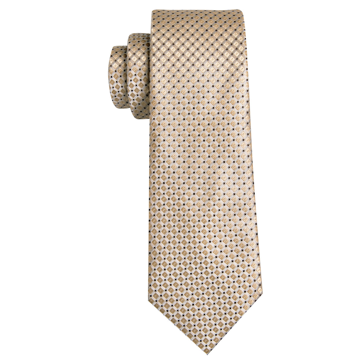 Brown Geometric Silk Tie, Pocket Square and Cufflinks tie sets    - Sophisticated Gentlemen
