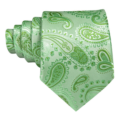 Turquoise Green Paisley Silk Tie, Pocket Square and Cufflinks Set tie sets    - Sophisticated Gentlemen
