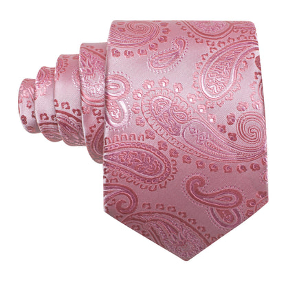 Pink Paisley Wedding Silk Tie, Pocket Square and Cufflinks Set tie sets    - Sophisticated Gentlemen