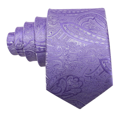 Purple Wedding Paisley Silk Tie, Pocket Square and Cufflinks Set tie sets    - Sophisticated Gentlemen