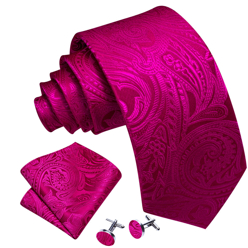 Orchid Paisley Silk Tie, Pocket Square and Cufflinks Set tie sets    - Sophisticated Gentlemen