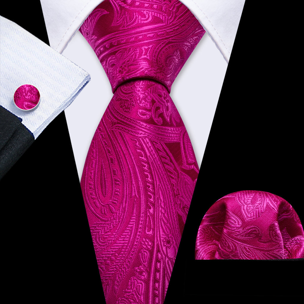 Orchid Paisley Silk Tie, Pocket Square and Cufflinks Set tie sets    - Sophisticated Gentlemen