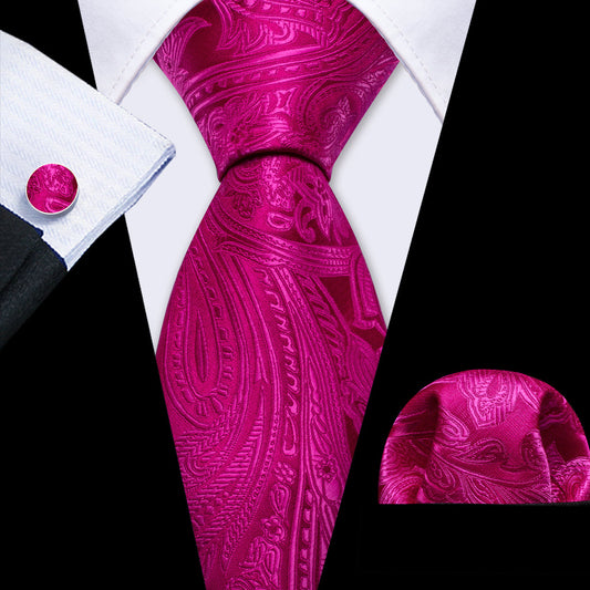 Orchid Paisley Silk Tie, Pocket Square and Cufflinks Set tie sets    - Sophisticated Gentlemen