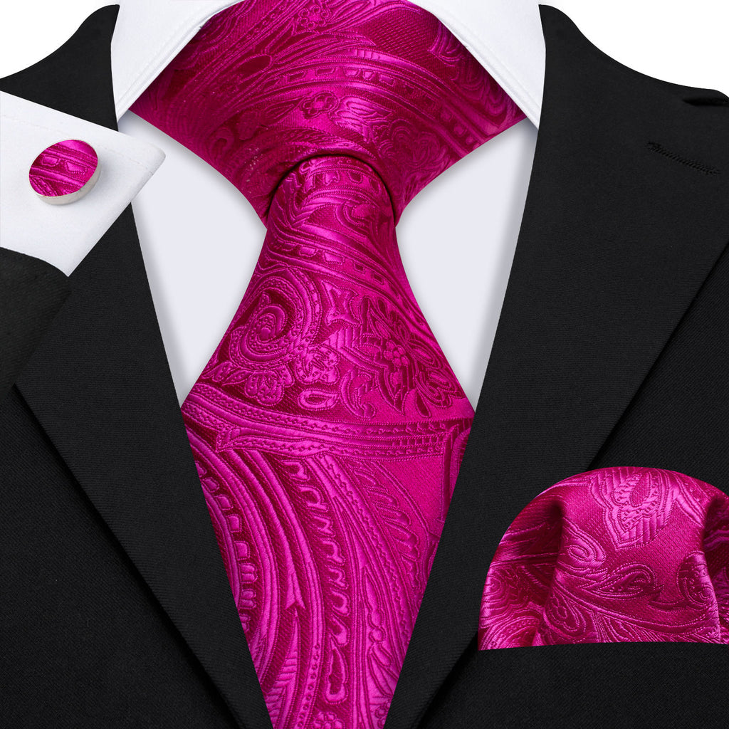 Orchid Paisley Silk Tie, Pocket Square and Cufflinks Set tie sets    - Sophisticated Gentlemen