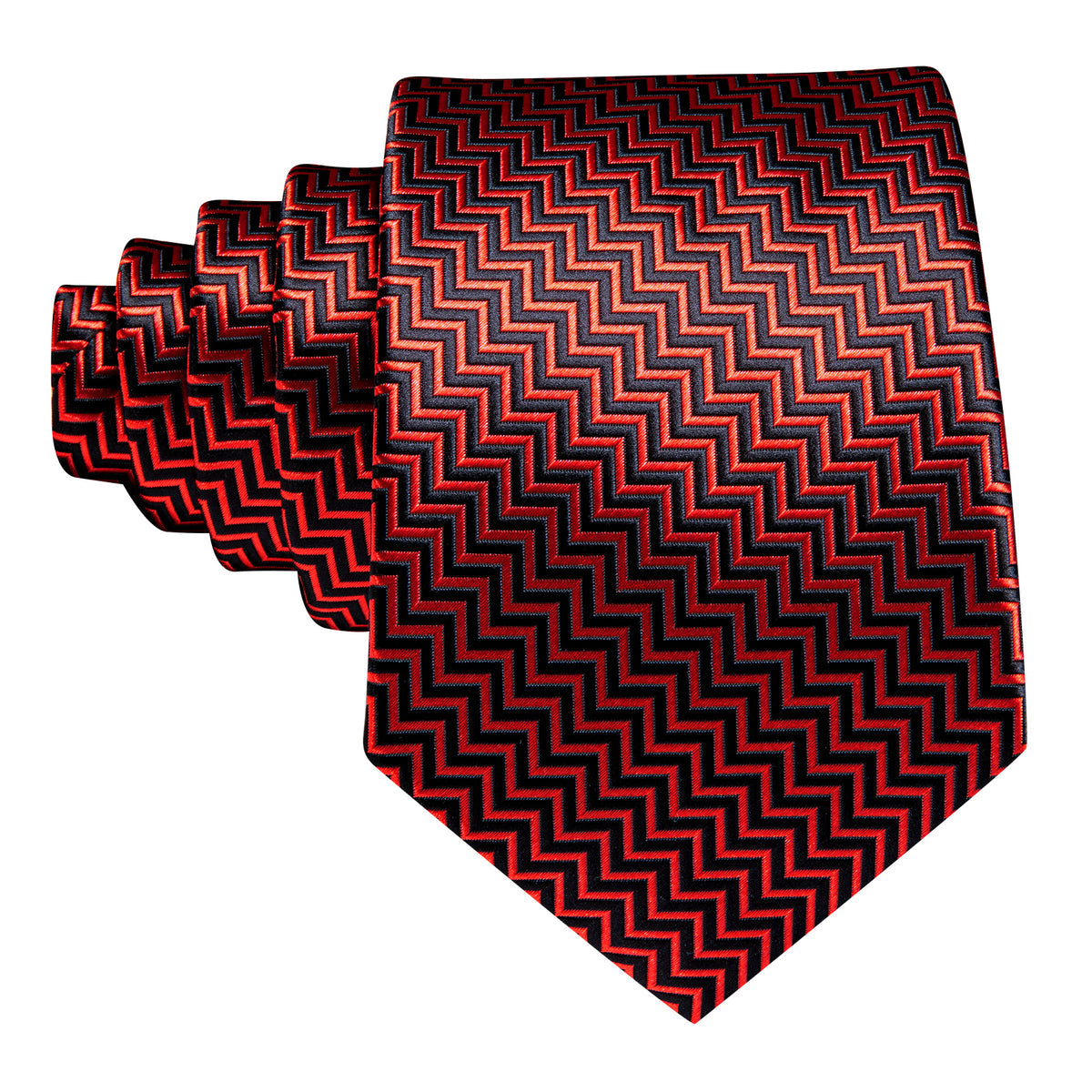 Red Black Striped Silk Tie, Pocket Square and Cufflinks Set tie sets    - Sophisticated Gentlemen
