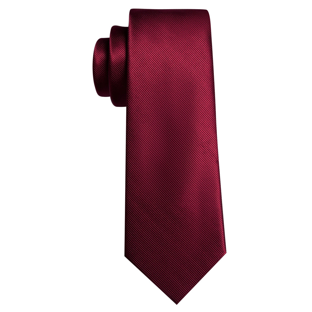 Burgundy Red Solid Tie, Pocket Square and Cufflinks Set tie sets    - Sophisticated Gentlemen
