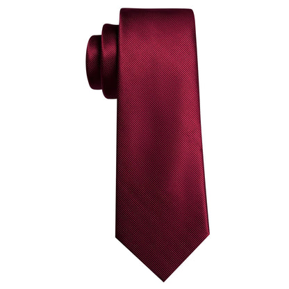Burgundy Red Solid Tie, Pocket Square and Cufflinks Set tie sets    - Sophisticated Gentlemen