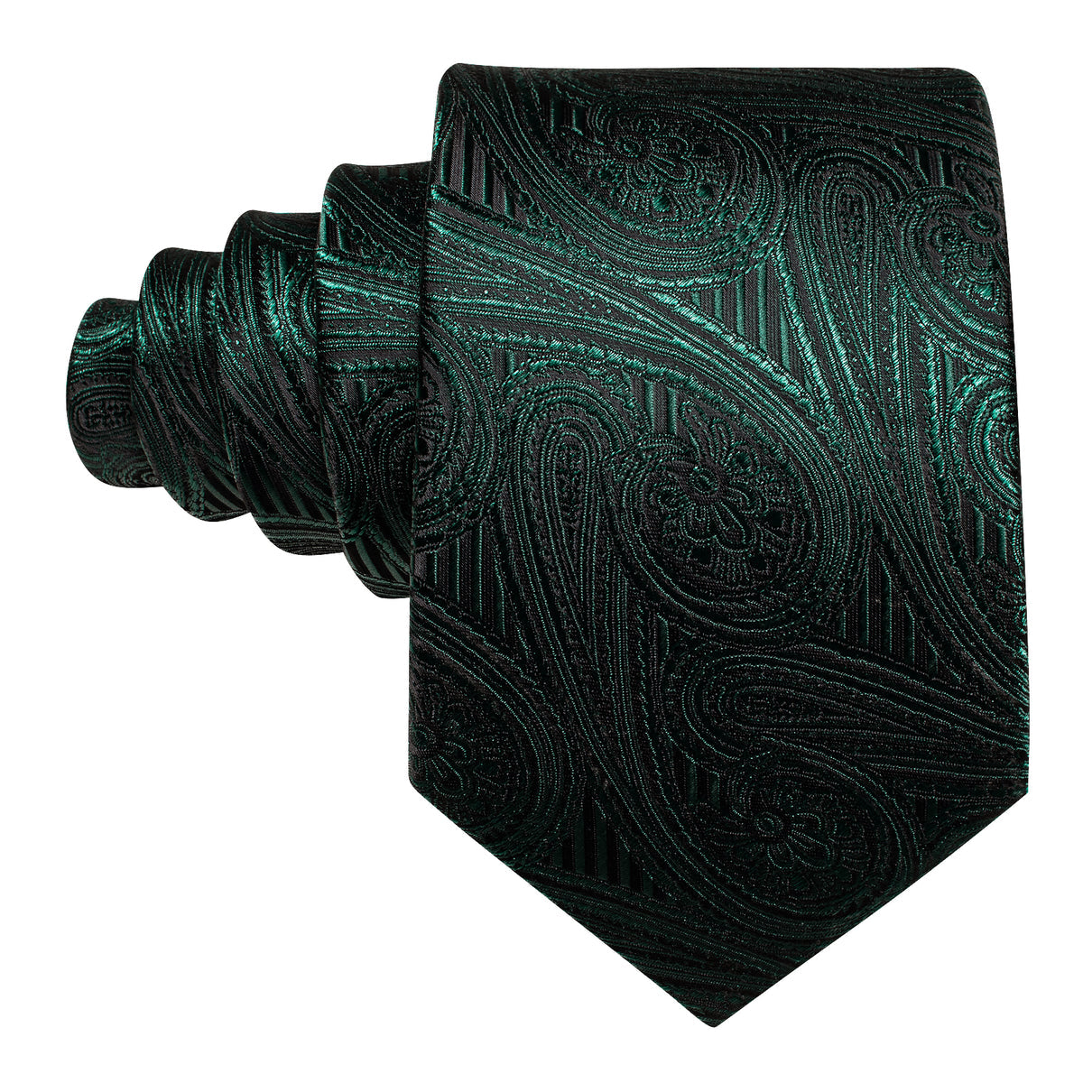 Green Dark Olive Green Paisley Silk Tie, Pocket Square and Cufflinks Set tie sets    - Sophisticated Gentlemen