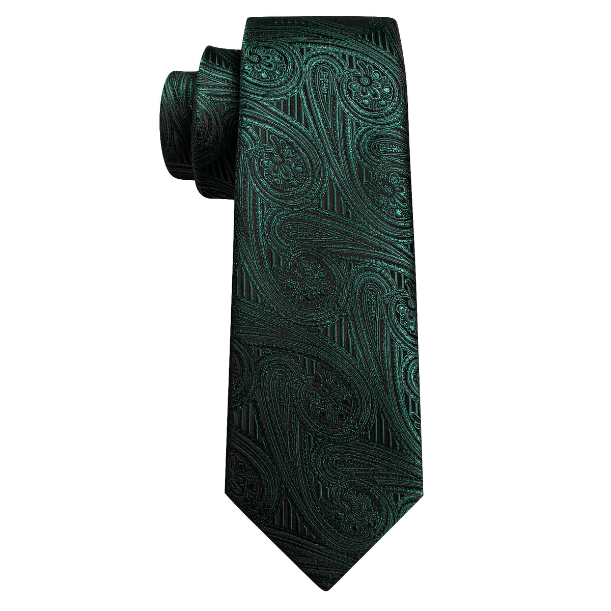 Green Dark Olive Green Paisley Silk Tie, Pocket Square and Cufflinks Set tie sets    - Sophisticated Gentlemen