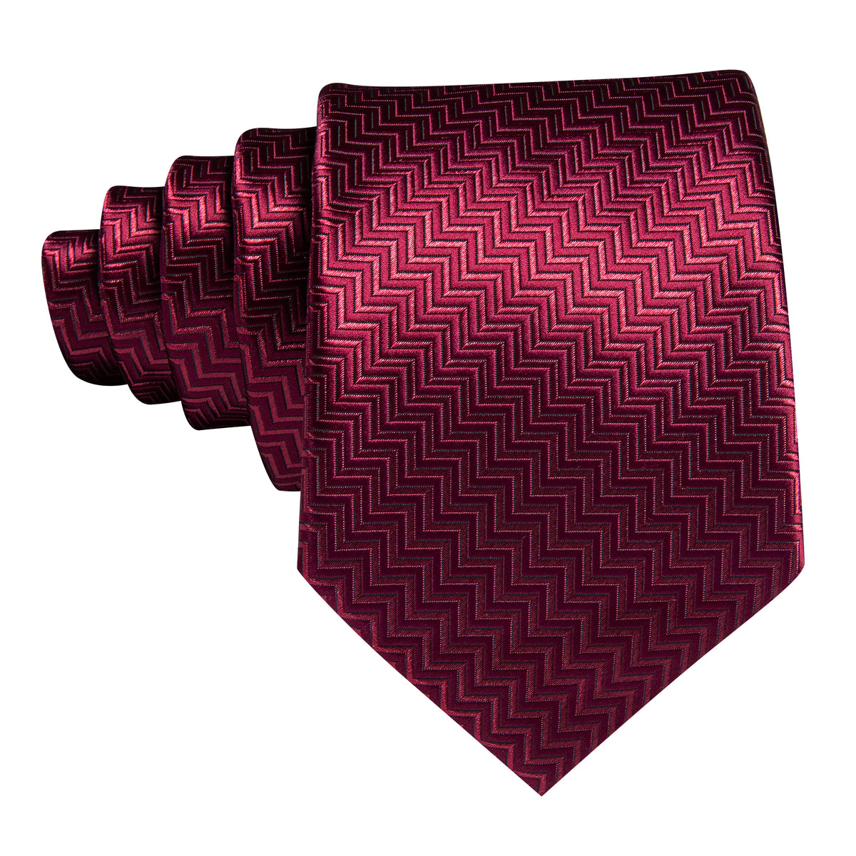 Dark Red Ripple Silk Tie, Pocket Square and Cufflinks Set tie sets    - Sophisticated Gentlemen
