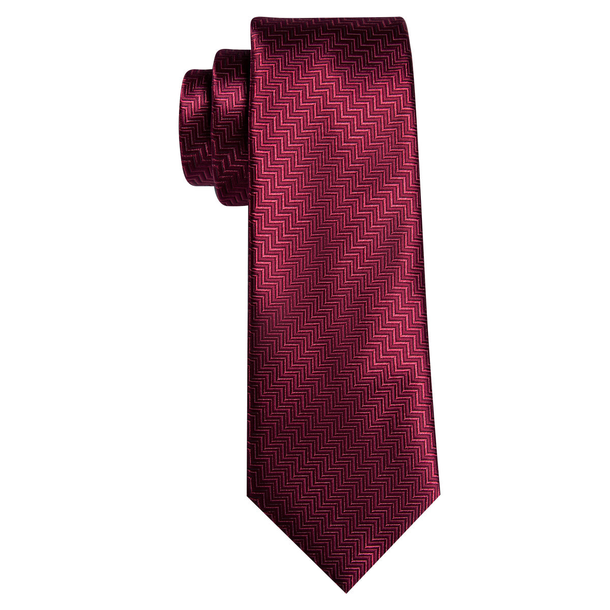 Dark Red Ripple Silk Tie, Pocket Square and Cufflinks Set tie sets    - Sophisticated Gentlemen